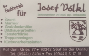 Visitenkarte Steinmetzbetrieb Völkl Saal an der Donau